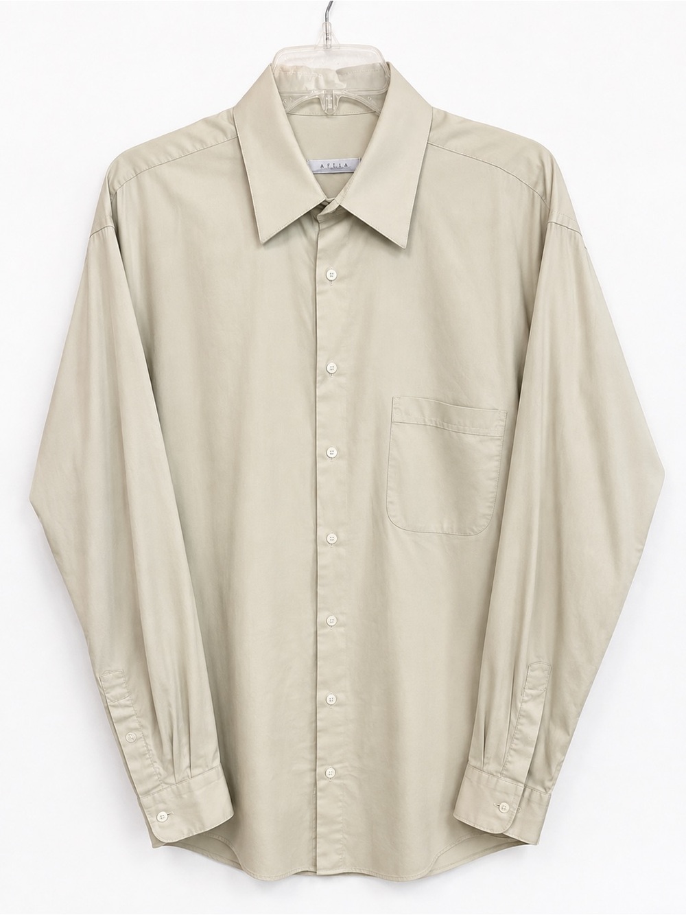 METAPHOR Men's Dress Shirt Sz 16 35/36 Tall Light Khaki Beige Cotton Blend LS